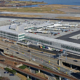 Aerial view of airport terminal at Reagan National Airport.